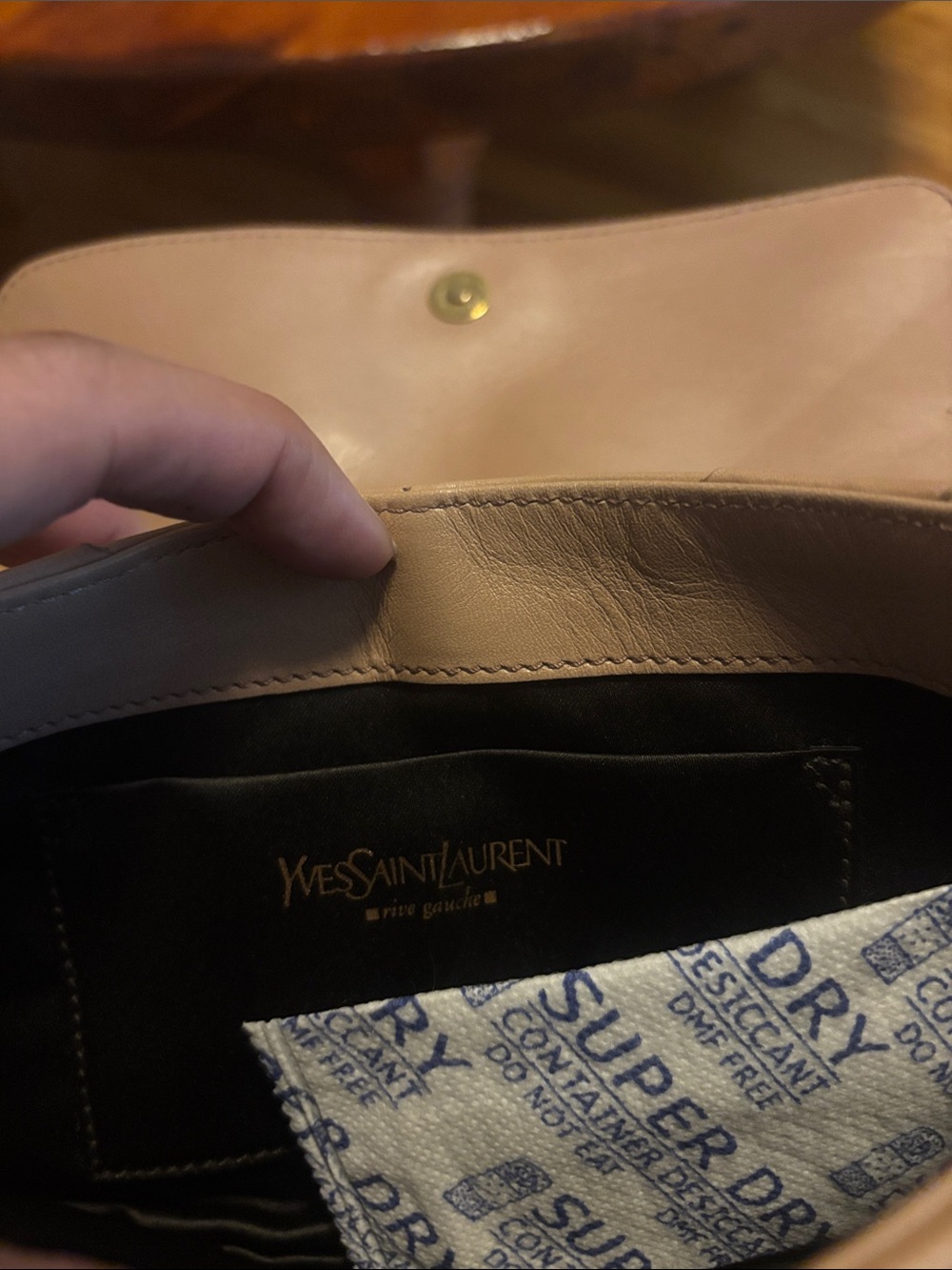 Yves Saint Laurent Beige Leather Wristlet Clutch - Picture 2 of 6